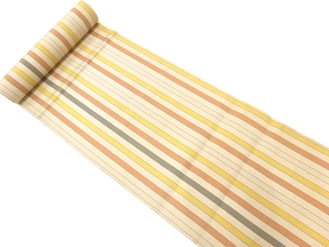 JAPANESE KIMONO / ANTIQUE BOLT FOR HASSUN OBI / WOVEN STRIPE